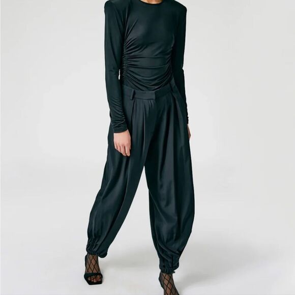 Tibi Eco Silk Pleated Balloon Pant women's‎ size 12 black harem baggy - Picture 1 of 8